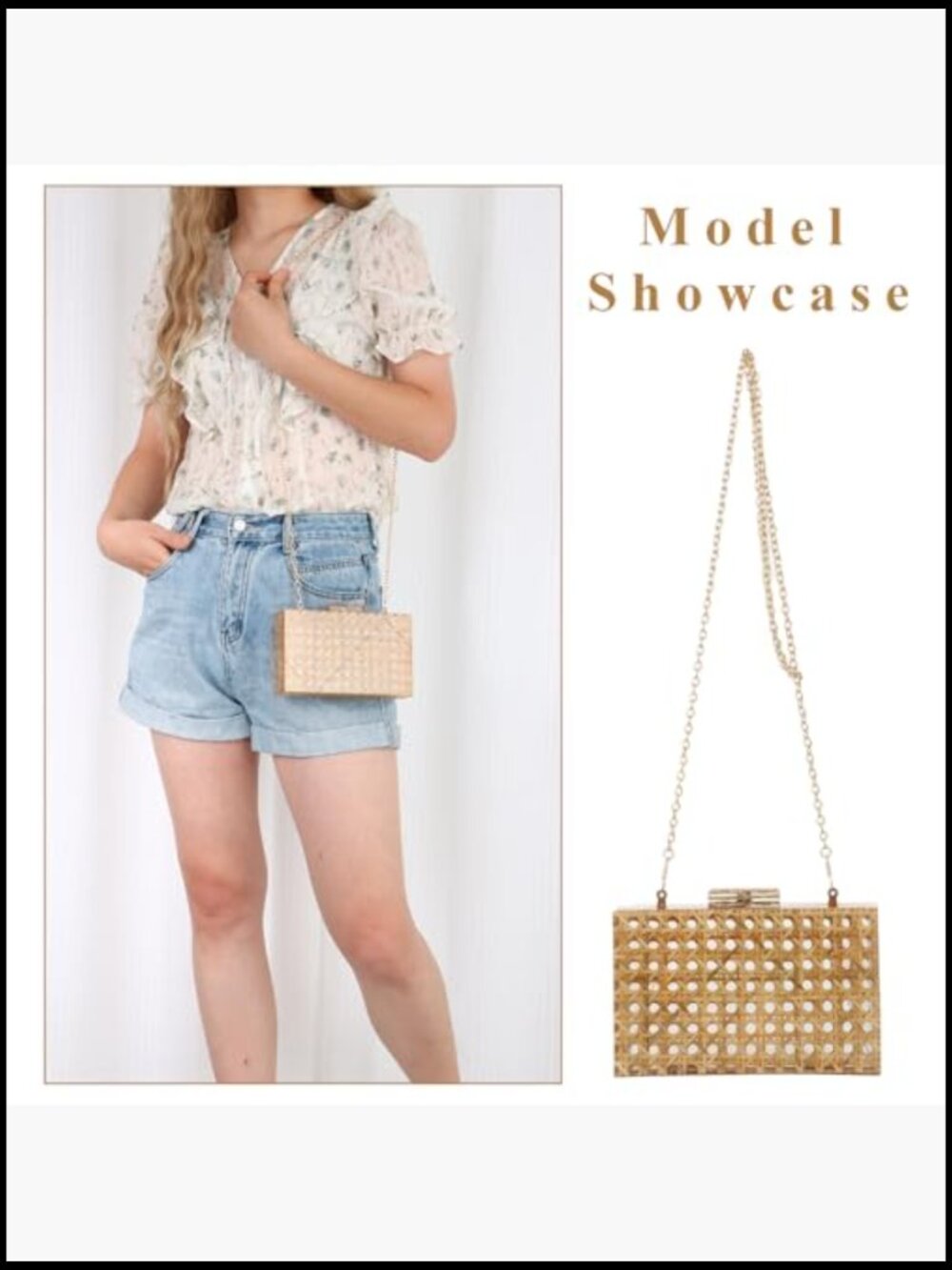 Rattan Acrylic Bag Clutch Purse Evening Bag Woven Handbag Summer Beach Purse - Picture 6 of 6